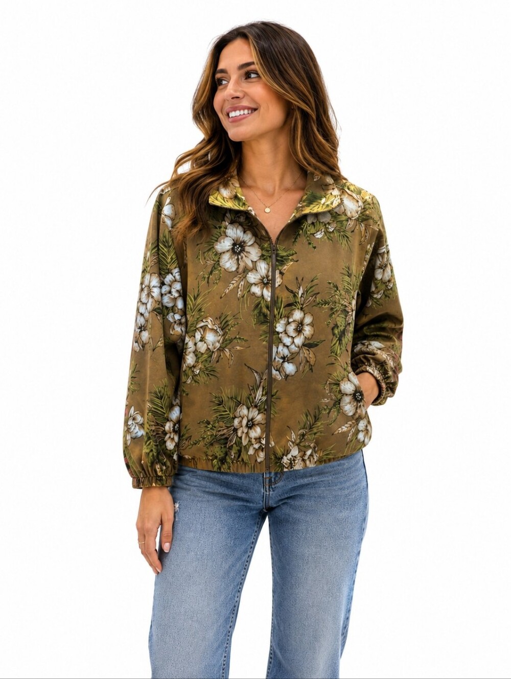 FLORAL Zip Front Cotton Jacket. EUC.